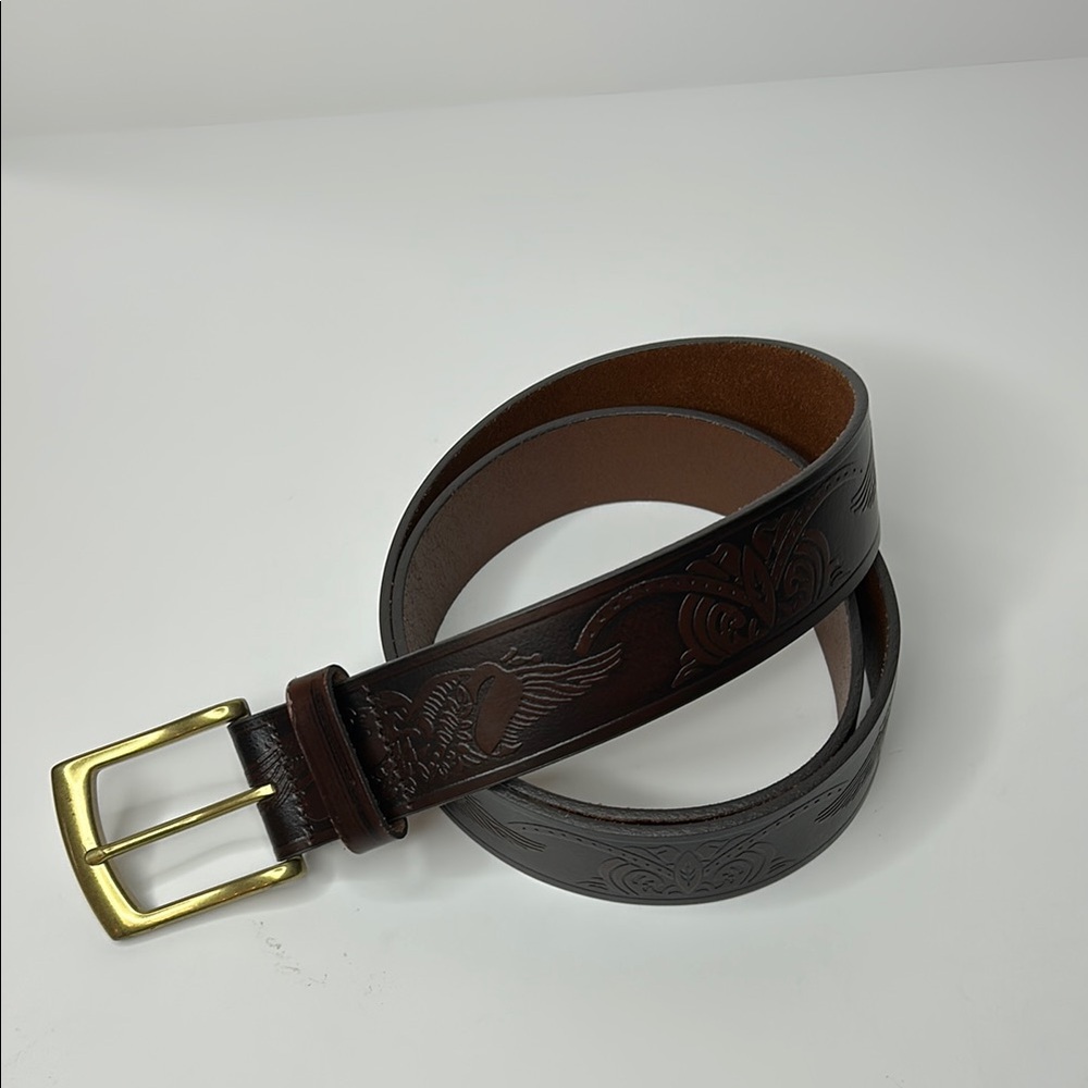Wrangler Tooled Leather Belt with Eagle Design